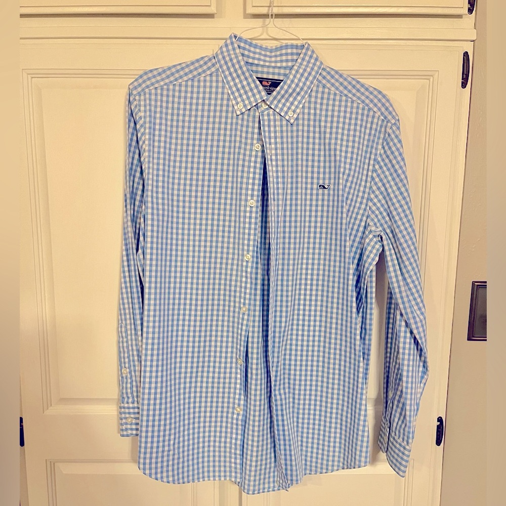 Men’s L Vineyard Vines Blue Plaid Cotton Button Down